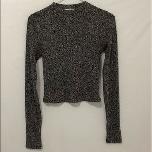 NWOT Express Charcoal Ribbed MockNeck Crop Sweater